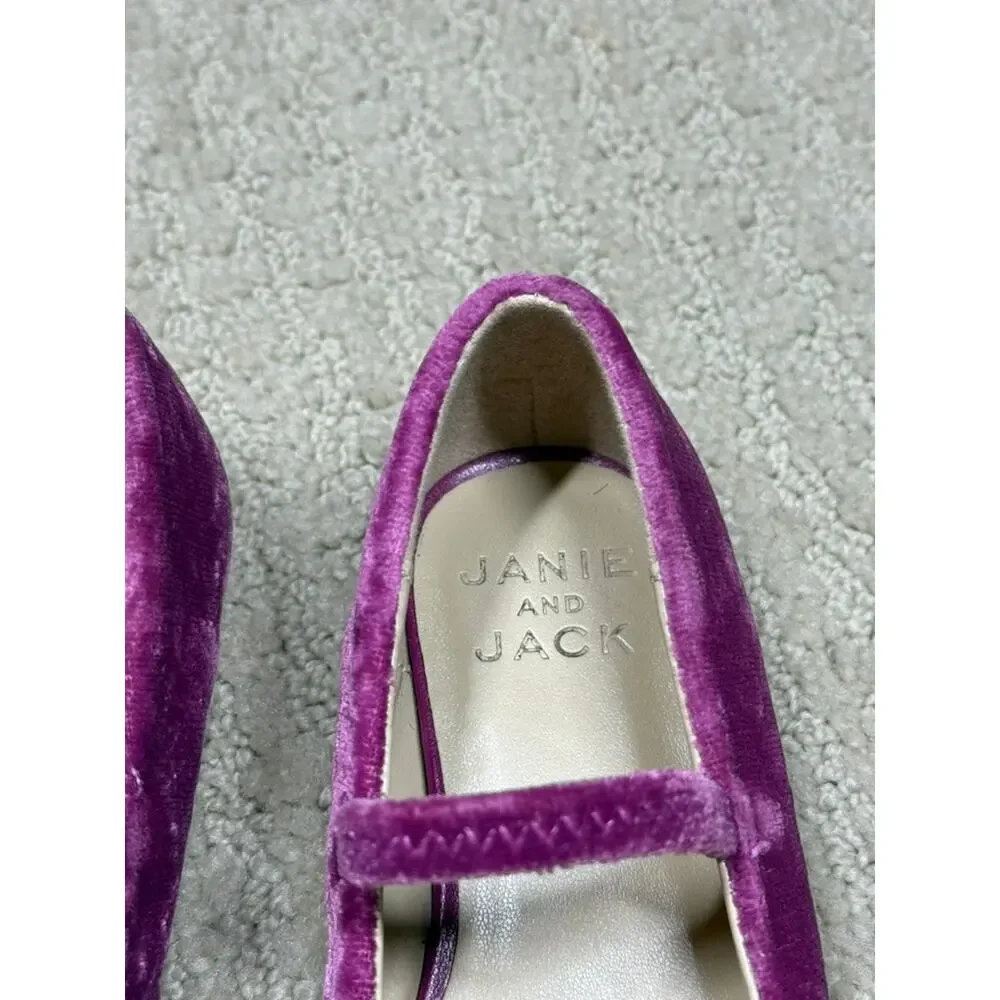 Janie and Jack Velvet Bow Ballet Flats Fuchsia Magenta Size 7